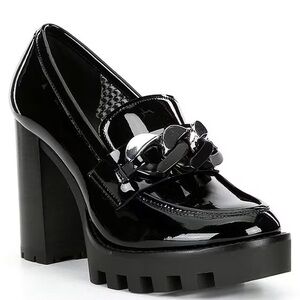 Antonio Melani Black Platform Lug Loafers